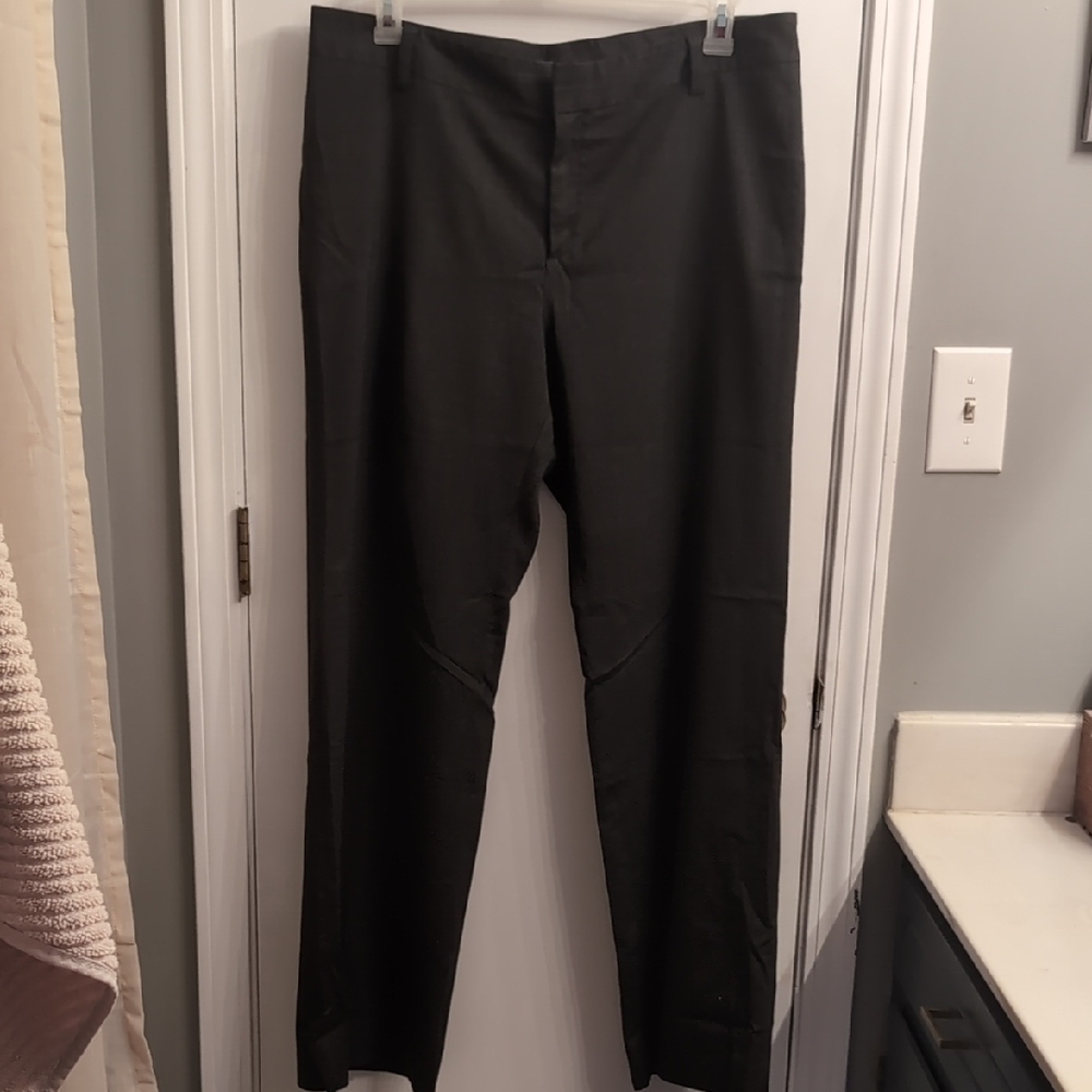 VTG GAP Stretch Women's Gray High Rise Wide Leg Wool Blend Trousers Size 16 Tall